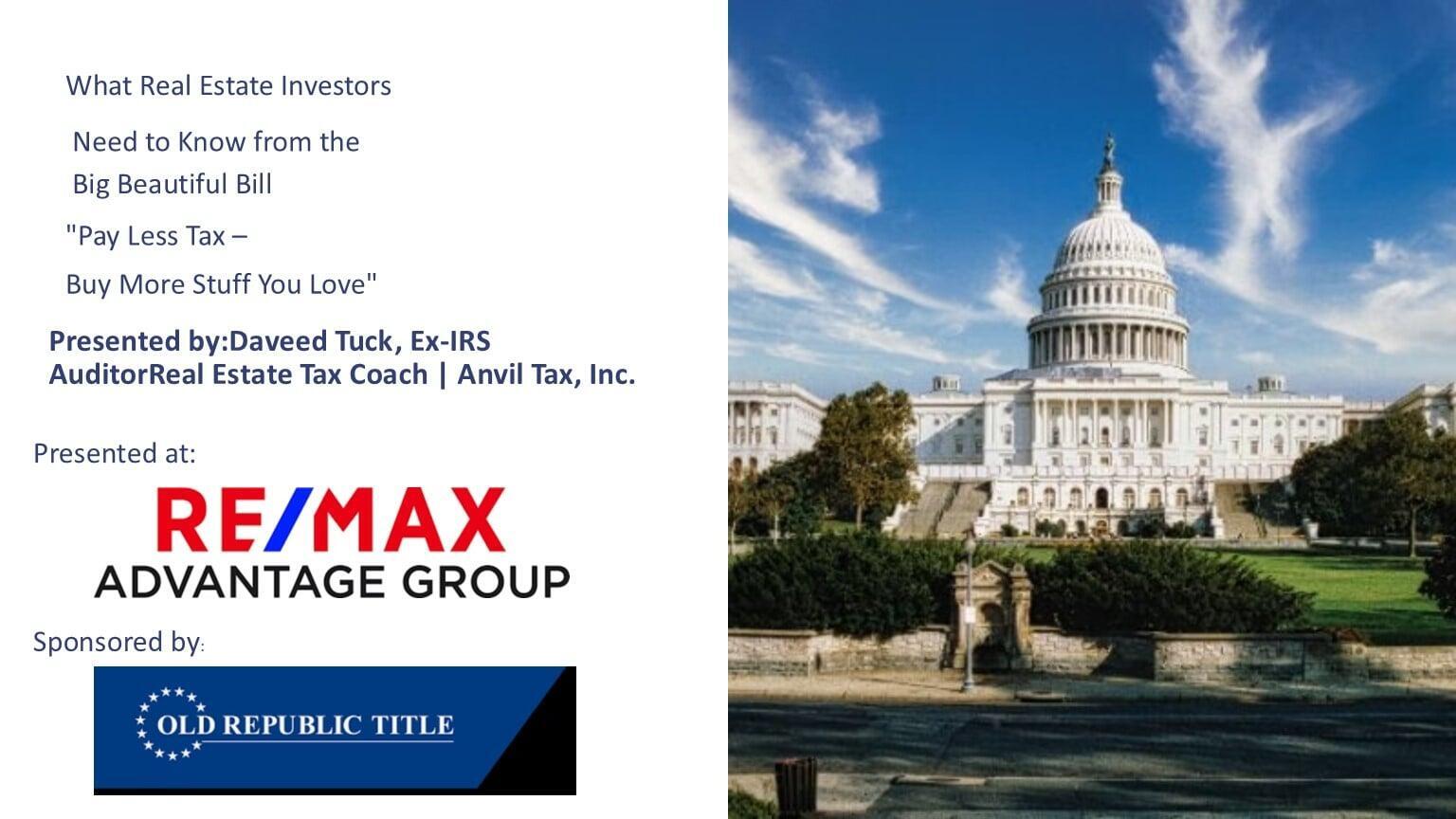 Real Estate Tax Playbook 2025 — RE/MAX Advantage Group (Aug 19, 2025)